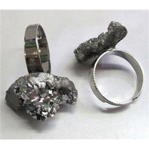 silver electroplated Agate druzy ring, approx 15-20mm [GMRG036]