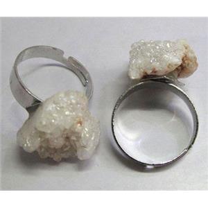 agate druzy ring, AB-color electroplated, approx 15-20mm [GMRG041]