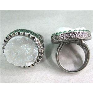 white druzy agate ring, approx 20mm, 19.5mm dia [GMRG053]