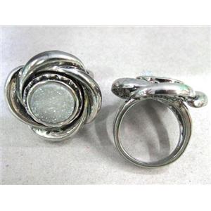 white druzy agate ring, approx 12mm, 19.5mm dia [GMRG055]