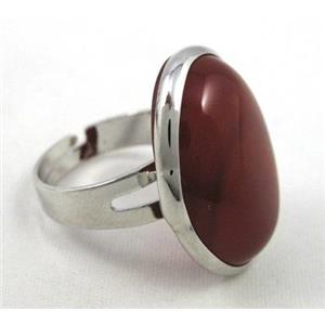 red agate Ring , adjustable, copper, platinum plated, approx 18x25mm [GMRG071]
