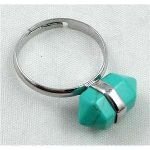 green Turquoise Ring, bullet, approx 10-16mm [GMRG117]