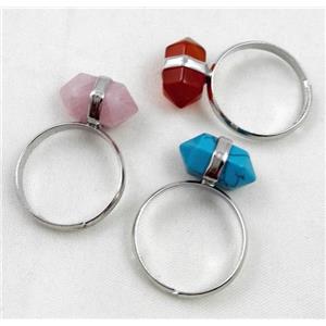 mixed gemstone ring, bullet, approx 10-16mm [GMRG122]