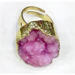 druzy quartz ring, freeform, pink, approx 12-20mm [GMRG134]