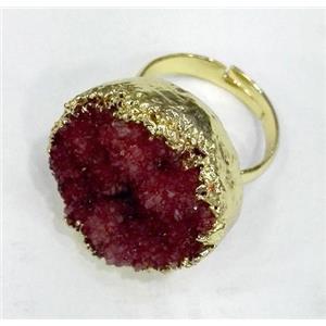 druzy quartz ring, freeform, red, approx 12-20mm [GMRG135]