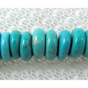 Turquoise heishi beads, 6mm dia, 2-2.5mm thick,16 inch length [GMRON01]