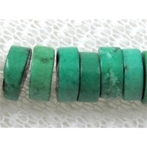 Turquoise heishi beads, green dye, 6.5mm dia, approx 2.5mm thick,16 inchlength [GMRON03]