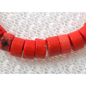 Turquoise heishi beads, red dye, 4-4.5mm dia,approx 2.5mm thick.16 inchlength [GMRON06]
