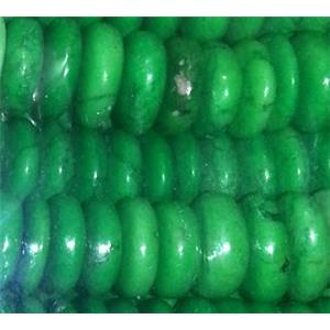 green synthetic Turquoise heishi beads, approx 3x12mm, 16 inch length [GMRON15-3X12MM]