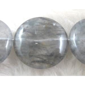Flat Round Cloudy Quartz beads, 25mm dia, 16pcs per st [GMSCQ01]