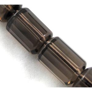 Smoky Quartz beads, faceted column, 10x14mm, approx 28pcs per st, grade A [GMSCQ05]