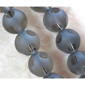 natural smoky quartz bead, matte, faceted round, approx 10mm dia, 38pcs per st [GMSCQ154]