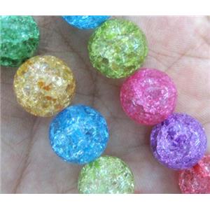 round Crackle Crystal beads, mix color, approx 12mm dia, 31pcs per st [GMSCQ156-12MM]