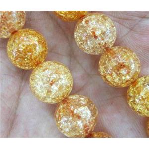 round golden Crackle Crystal beads, approx 12mm dia, 31pcs per st [GMSCQ158-12MM]