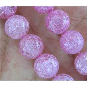 round pink Crackle Crystal beads, approx 12mm dia, 31pcs per st [GMSCQ162-12MM]