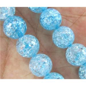 round blue Crackle Crystal beads, approx 12mm dia, 31pcs per st [GMSCQ163-12MM]