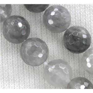 faceted round Cloudy Quartz beads, 12mm dia, approx 32pcs per st [GMSCQ167-12MM]