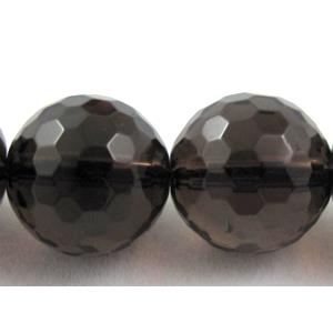 Smoky Quartz bead, faceted round, 12mm dia, approx 32pcs per st, grade A [GMSCQ17]