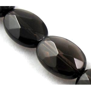 Smoky Quartz bead, faceted flat rice, 10x14mm, approx 29pcs per st, grade A [GMSCQ21]