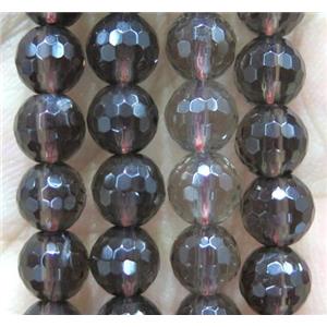 Smoky Quartz beads, faceted round, approx 10mm dia [GMSCQ218-10MM]