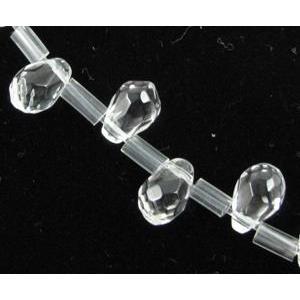 Natural Clear Quartz Bead, faceted teardrop, 6x9mm, approx 41pcs per st, A grade [GMSCQ42]
