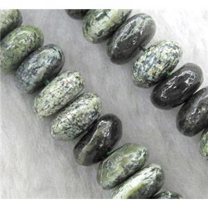 green Silver-line Jasper Beads, rondelle, approx 7x14mm, 15.5 inches [GMSGSS05-7X14MM]