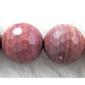 faceted round Rhodonite gemstone beads, 14mm dia, 28pcs per st [GMSRH03]