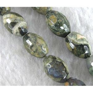 natural Rhyolite Jasper bead, faceted barrel, approx 10x14mm [GMSRJ15]