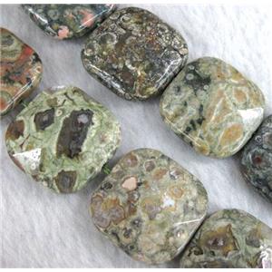 natural green Rhyolite beads, faceted square, approx 25x25mm [GMSRJ23]