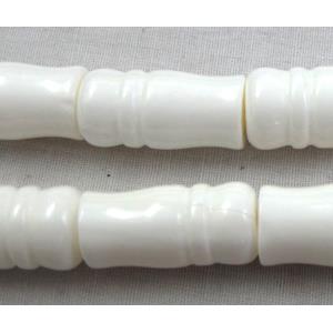 Tridacna shell beads, bamboo, white, 9x18.5mm, 22pcs per st [GMSS04]