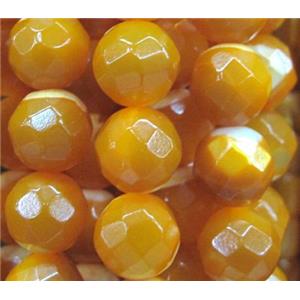 natural Tridacna Shell Beads, faceted round, gold, approx 8mm dia, 16 inches [GMSS39]