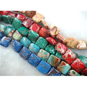 Sea Sediment Jasper Beads Square mixed color, 16x16mm, 25pcs per st [GMSSJ01MIX]