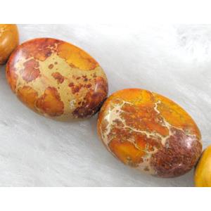 Sea Sediment Bead, flat oval, yellow, 13x18mm, 22pcs per st [GMSSJ05C05]