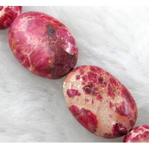 Sea Sediment Beads, flat oval, red, 13x18mm, 22pcs per st [GMSSJ05C07]
