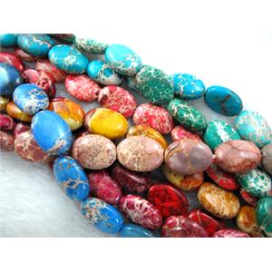 Sea Sediment Beads, flat oval, mixed color, 13x18mm, 22pcs per st [GMSSJ05MIX]