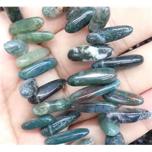 Green Indian-Agate beads, Chip, 4x13-23mm, [GMST16]