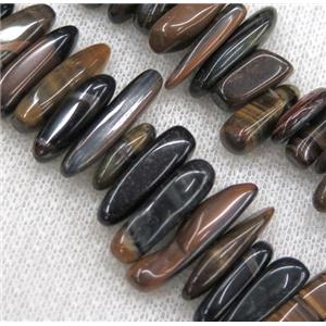 tiger eye stone bead, stick chips, freeform, approx 12-25mm, 15.5 inches [GMST190]