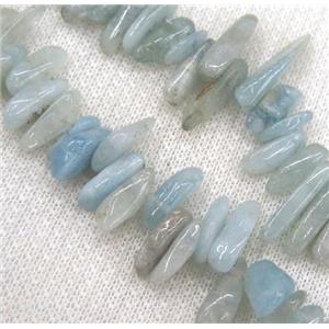 Aquamarine beads, chip, freeform stick, approx 12-25mm, 15.5 inches [GMST212]