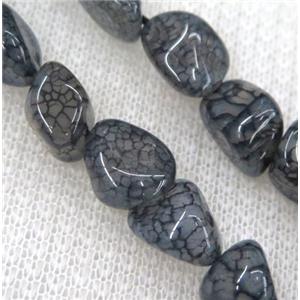 dragon veins agate bead chips, freeform, ink-gray, approx 6-10mm, 15.5 inches [GMST274]