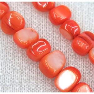 freshwater shell chip beads, freeform, red, approx 6-10mm, 15.5 inches [GMST289]