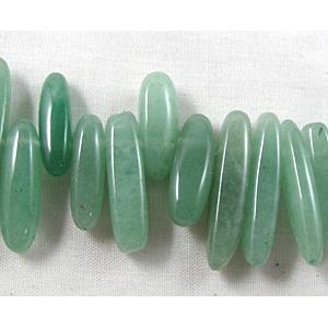 Green Aventurine beads, Chip, 4mm wide, 14-21mm length,16 inch length [GMST31]