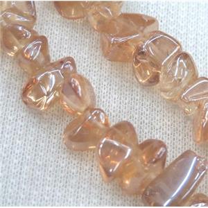 clear quartz chip bead, freeform, pink electroplated, approx 5-8mm, 15.5 inches [GMST329]