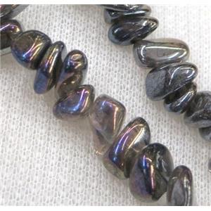 clear quartz chip bead, freeform, rainbow electroplated, approx 5-8mm, 15.5 inches [GMST330]
