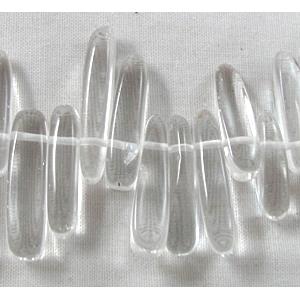 Synthetic Clear Quartz beads, Erose Chip, 4mm wide, 14-21mm length,16 inch length [GMST34]