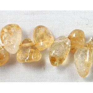Citrine beads, freeform Teardrop, Tip-Drilled, 4-5mm wide,7-10mm length, 16 inch length [GMST48]