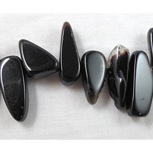 Black Onyx beads, freeform Chip, Top-Drilled, 8mm wide,23mm length,16 inch length [GMST51]