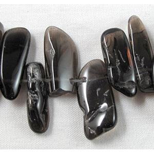 Smoky Quartz beads, freeform Chips, Top-Drilled, 5-8mm wide, 15-23mm length,16 inch length [GMST52]