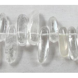 Natural Clear Quartz beads, freeform Chips, Top-Drilled, 5mm wide, 14-20mm length, 16 inch length [GMST62]
