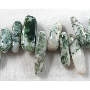 Tree Agate beads, freeform chips, Top-Drilled, 5mm wide,15-23mm length, 16 inch length [GMST67]