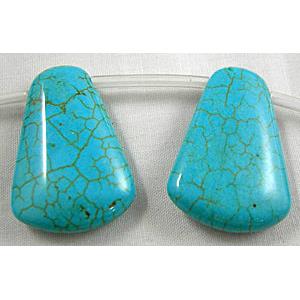 Chalky Turquoise Pendants, stabilized, Flat Trapezoidal, top-drilled, 10-21x30x7.5mm,13pcs per st [GMT01]